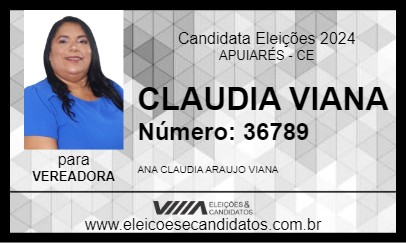 Candidato CLAUDIA VIANA 2024 - APUIARÉS - Eleições