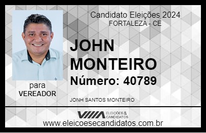 Candidato JOHN MONTEIRO 2024 - FORTALEZA - Eleições