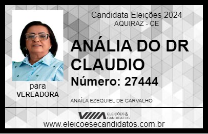 Candidato ANAÍLA DO DR CLÁUDIO 2024 - AQUIRAZ - Eleições