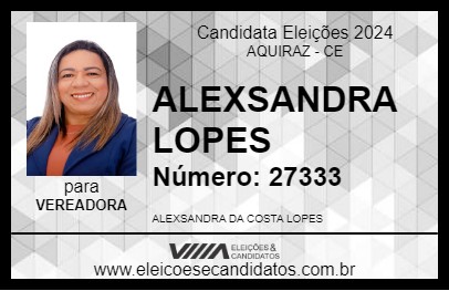 Candidato ALEXSANDRA LOPES 2024 - AQUIRAZ - Eleições