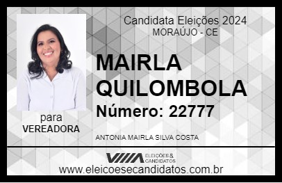 Candidato MAIRLA QUILOMBOLA 2024 - MORAÚJO - Eleições