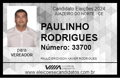 Candidato PAULINHO RODRIGUES 2024 - JUAZEIRO DO NORTE - Eleições