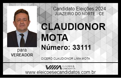 Candidato CLAUDIONOR MOTA 2024 - JUAZEIRO DO NORTE - Eleições