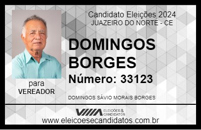 Candidato DOMINGOS BORGES 2024 - JUAZEIRO DO NORTE - Eleições