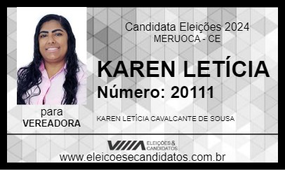 Candidato KAREN LETÍCIA 2024 - MERUOCA - Eleições