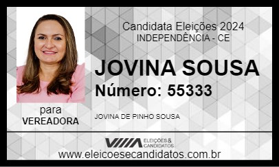 Candidato JOVINA SOUSA 2024 - INDEPENDÊNCIA - Eleições