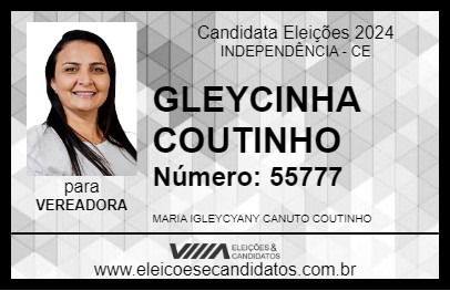 Candidato GLEYCINHA COUTINHO 2024 - INDEPENDÊNCIA - Eleições