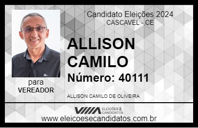 Candidato ALLISON CAMILO 2024 - CASCAVEL - Eleições