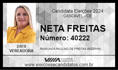 Candidato NETA FREITAS 2024 - CASCAVEL - Eleições