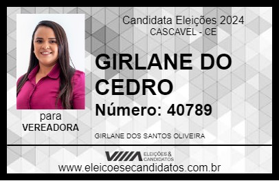 Candidato GIRLANE DO CEDRO 2024 - CASCAVEL - Eleições