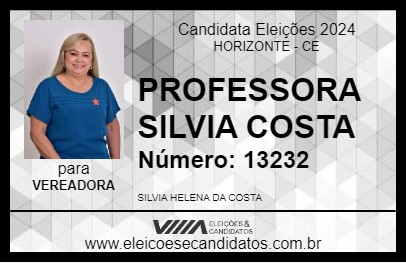 Candidato PROFESSORA SILVIA COSTA 2024 - HORIZONTE - Eleições