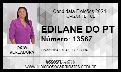 Candidato EDILANE DO PT 2024 - HORIZONTE - Eleições