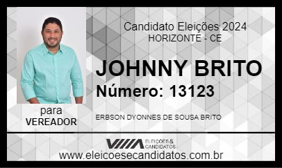 Candidato JOHNNY BRITO 2024 - HORIZONTE - Eleições