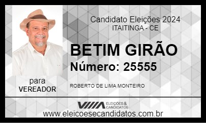 Candidato BETIM GIRÃO 2024 - ITAITINGA - Eleições