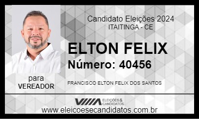 Candidato ELTON FELIX 2024 - ITAITINGA - Eleições