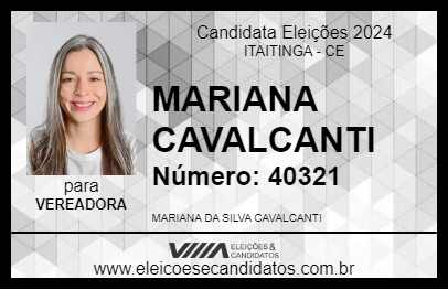 Candidato MARIANA CAVALCANTI 2024 - ITAITINGA - Eleições