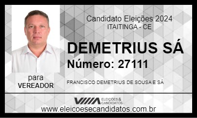 Candidato DEMETRIUS SÁ 2024 - ITAITINGA - Eleições