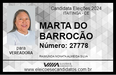 Candidato MARTA DO BARROCÃO 2024 - ITAITINGA - Eleições