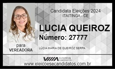 Candidato LUCIA QUEIROZ 2024 - ITAITINGA - Eleições