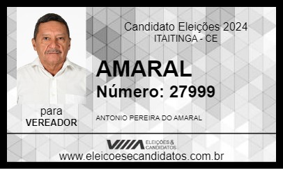 Candidato AMARAL 2024 - ITAITINGA - Eleições