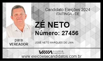 Candidato ZÉ NETO 2024 - ITAITINGA - Eleições