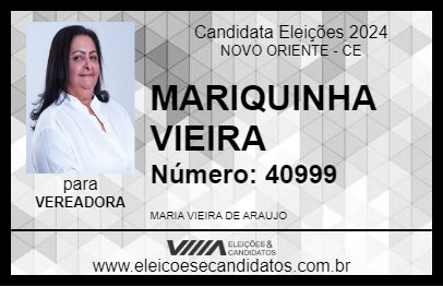 Candidato MARIQUINHA VIEIRA 2024 - NOVO ORIENTE - Eleições