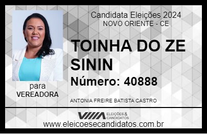 Candidato TOINHA DO ZE SININ 2024 - NOVO ORIENTE - Eleições