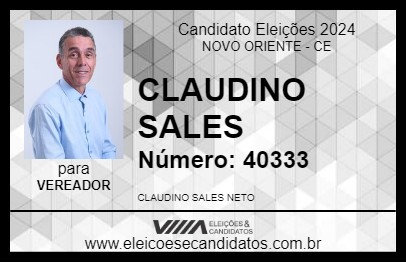 Candidato CLAUDINO SALES 2024 - NOVO ORIENTE - Eleições