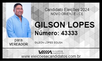 Candidato GILSON LOPES 2024 - NOVO ORIENTE - Eleições