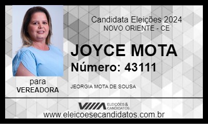 Candidato JOYCE MOTA 2024 - NOVO ORIENTE - Eleições