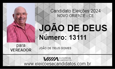 Candidato JOÃO DE DEUS 2024 - NOVO ORIENTE - Eleições