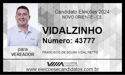 Candidato VIDALZINHO 2024 - NOVO ORIENTE - Eleições