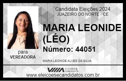 Candidato MARIA LEONIDE (LÉO) 2024 - JUAZEIRO DO NORTE - Eleições