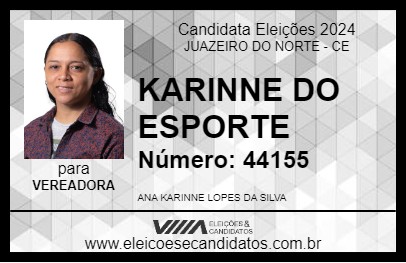 Candidato KARINNE DO ESPORTE 2024 - JUAZEIRO DO NORTE - Eleições