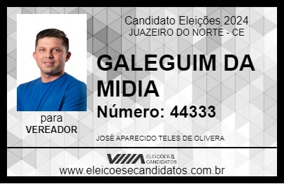 Candidato GALEGUIM DA MIDIA 2024 - JUAZEIRO DO NORTE - Eleições