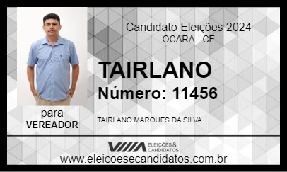 Candidato TAIRLANO 2024 - OCARA - Eleições