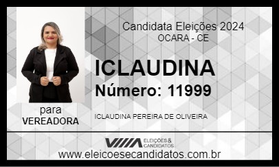 Candidato ICLAUDINA 2024 - OCARA - Eleições