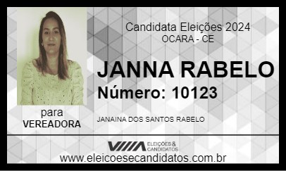 Candidato JANNA RABELO 2024 - OCARA - Eleições