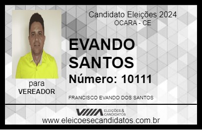 Candidato EVANDO SANTOS 2024 - OCARA - Eleições