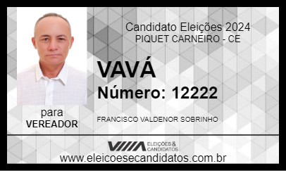 Candidato VAVÁ 2024 - PIQUET CARNEIRO - Eleições