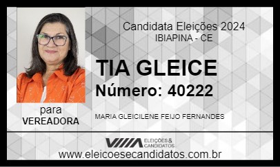 Candidato TIA GLEICE 2024 - IBIAPINA - Eleições