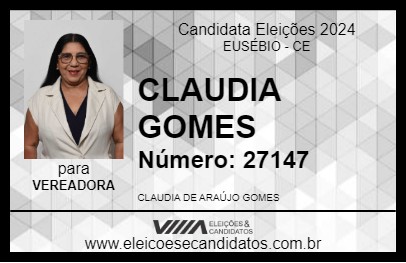 Candidato CLAUDIA GOMES 2024 - EUSÉBIO - Eleições