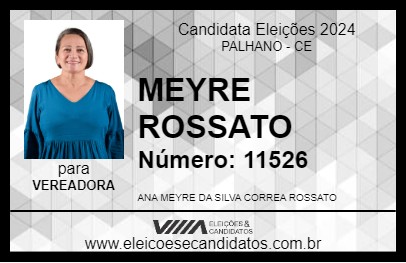 Candidato MEYRE ROSSATO 2024 - PALHANO - Eleições