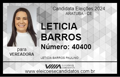 Candidato LETICIA BARROS 2024 - ARATUBA - Eleições