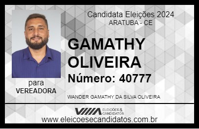 Candidato GAMATHY OLIVEIRA 2024 - ARATUBA - Eleições