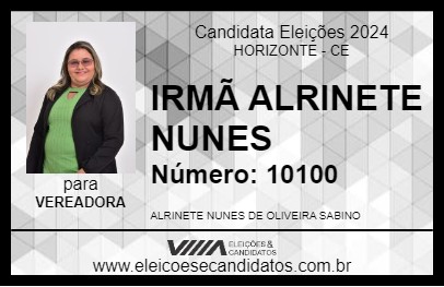 Candidato IRMÃ ALRINETE NUNES 2024 - HORIZONTE - Eleições