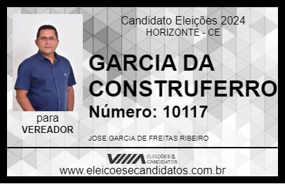 Candidato GARCIA DA CONSTRUFERRO 2024 - HORIZONTE - Eleições