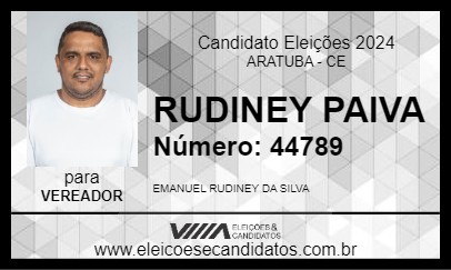 Candidato RUDINEY SILVA 2024 - ARATUBA - Eleições