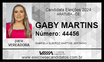 Candidato GABY MARTINS 2024 - ARATUBA - Eleições