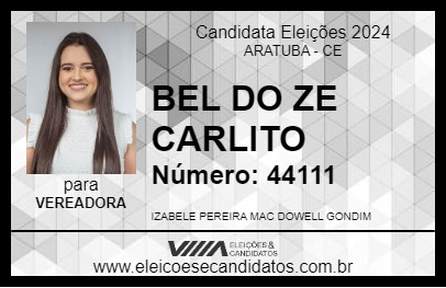 Candidato BEL DO ZE CARLITO 2024 - ARATUBA - Eleições